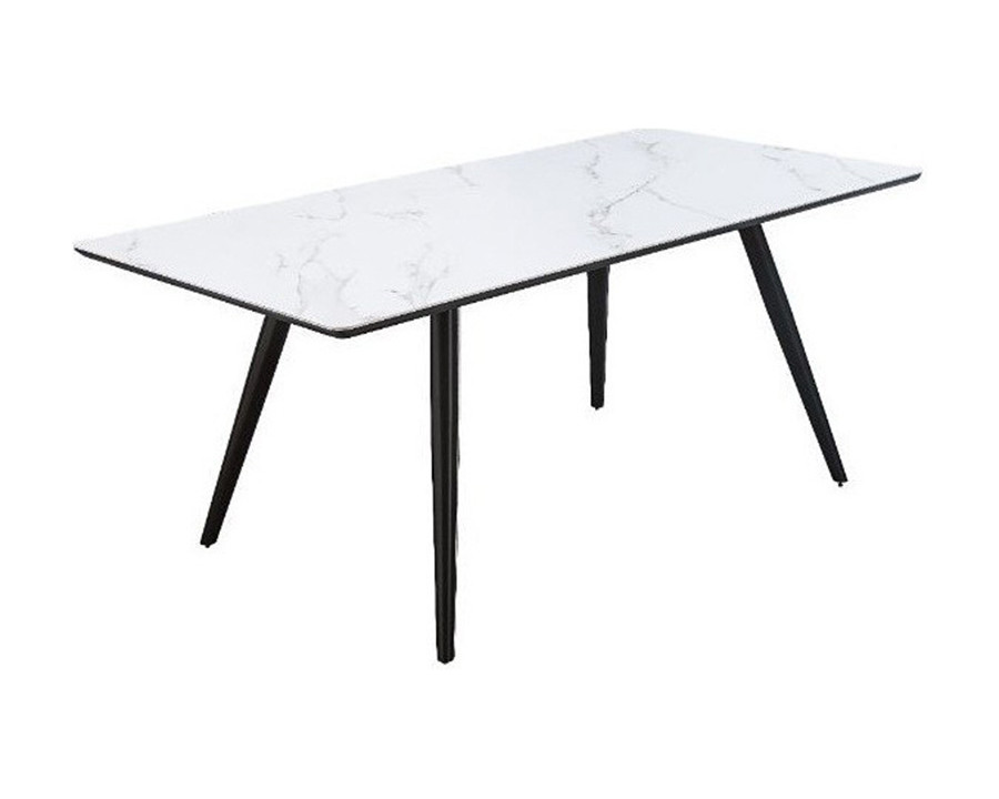 ACME - Caspian Dining Table in White Printed Faux Marble Top/Black