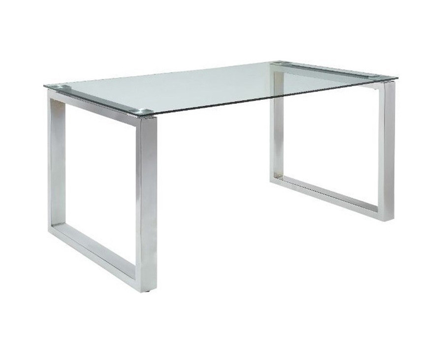 ACME - Abraham Dining Table in Clear Glass Top/Chrome