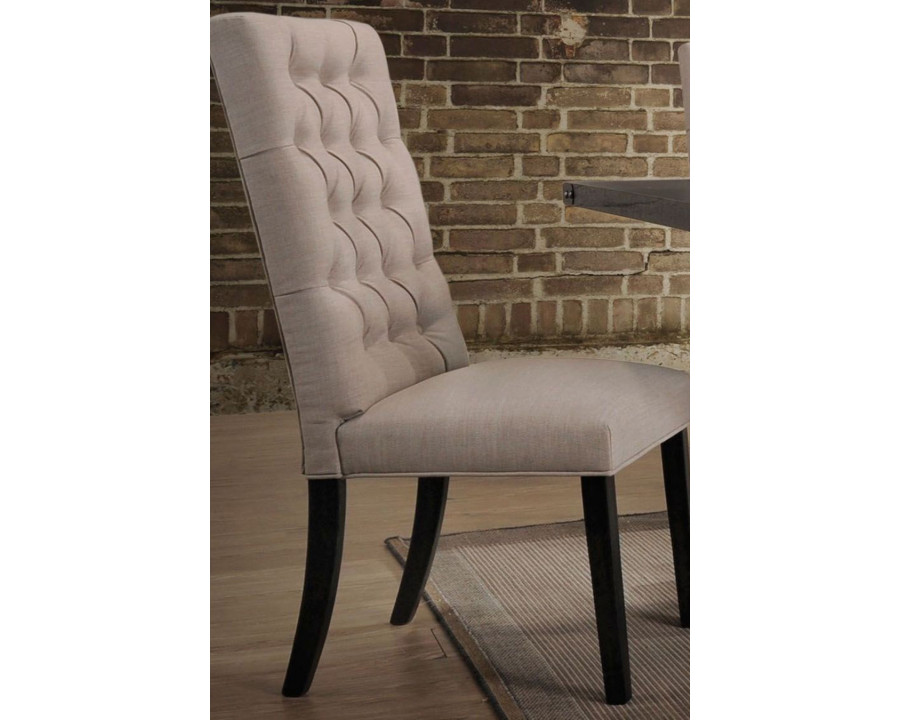 ACME - Morland Side Chair (Set-2) in Tan Linen/Vintage Black