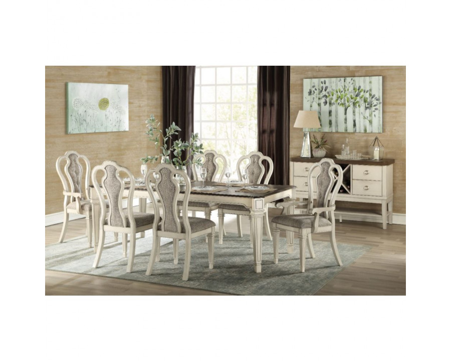 ACME - Kayley Dining Table in Antique White/Dark Oak