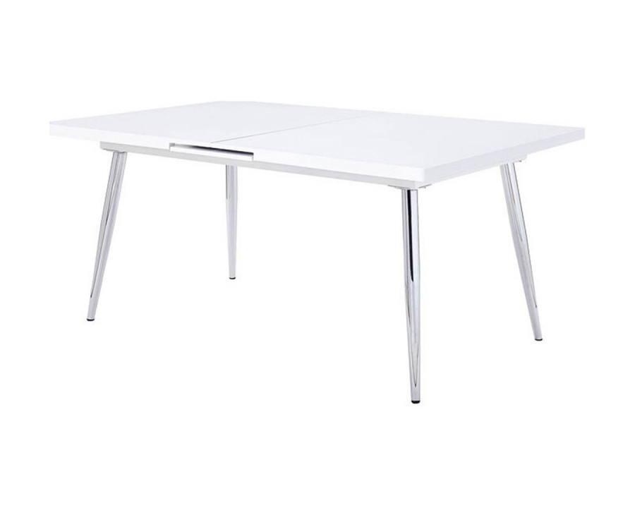 ACME - Weizor Dining Table in White High Gloss/Chrome