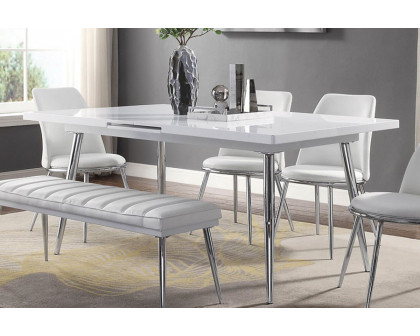 ACME - Weizor Dining Table in White High Gloss/Chrome