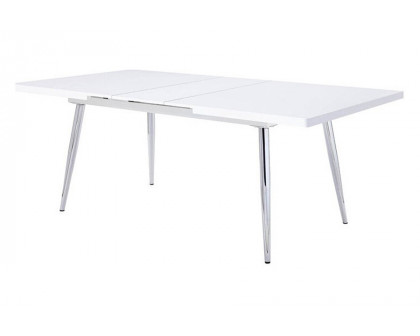 ACME - Weizor Dining Table in White High Gloss/Chrome