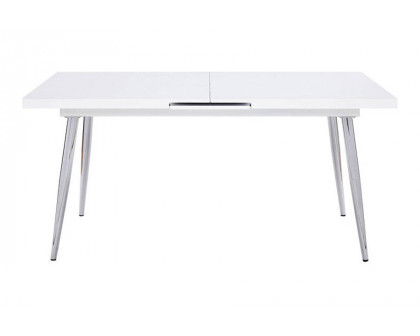 ACME - Weizor Dining Table in White High Gloss/Chrome