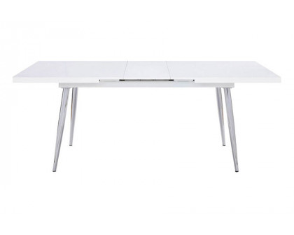 ACME - Weizor Dining Table in White High Gloss/Chrome