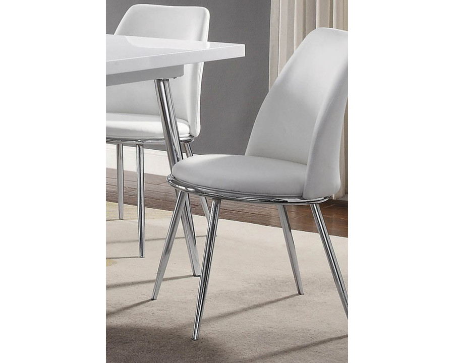 ACME - Weizor Side Chair (Set-2) in White/Chrome