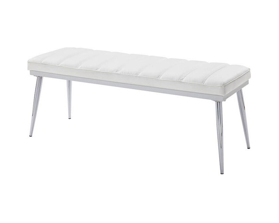 ACME - Weizor Bench in White/Chrome