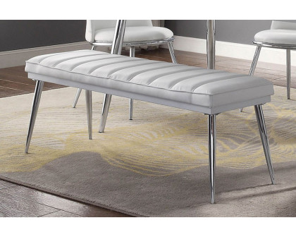 ACME - Weizor Bench in White/Chrome