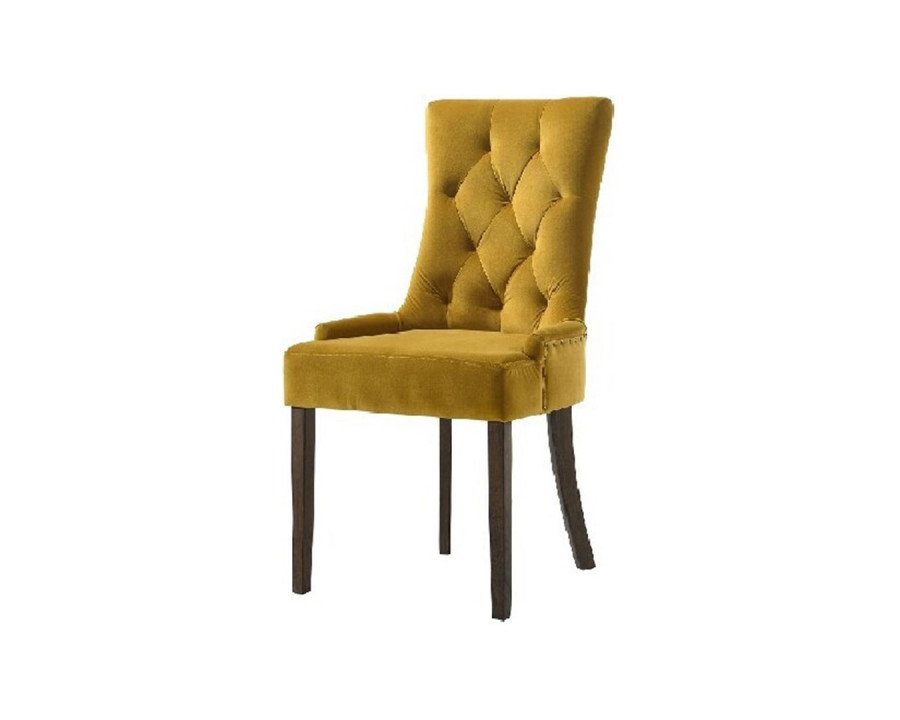 ACME Farren Side Chair - Yellow Velvet and Espresso Finish