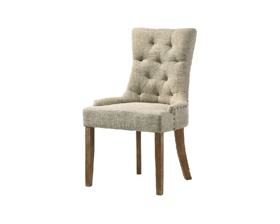 ACME Farren Side Chair - Beige Fabric and Espresso Finish