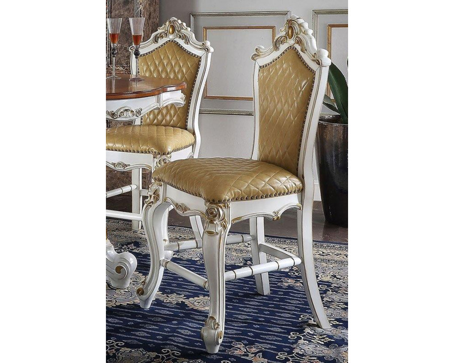 ACME Picardy Counter Height Chair Set of 2 - Antique Pearl