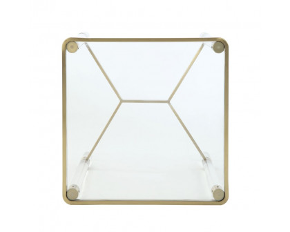 ACME - Penstemon End Table in Clear Acrylic/Gold Stainless Steel/Clear Glass