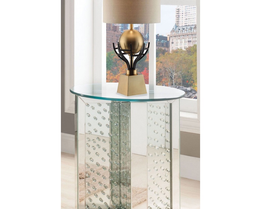 ACME - Nysa End Table in Mirrored/Faux Crystals (80217)