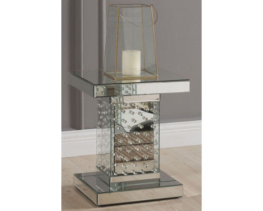 ACME - Nysa End Table in Mirrored/Faux Crystals (80284)