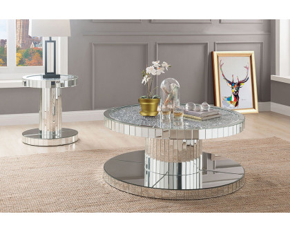 ACME - Noralie Coffee Table in Mirrored/Faux Diamonds (80300)