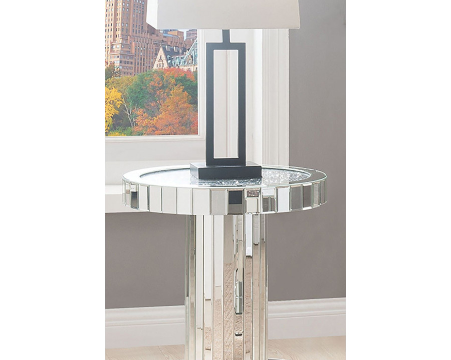 ACME - Noralie End Table in Mirrored/Faux Diamonds (80302)