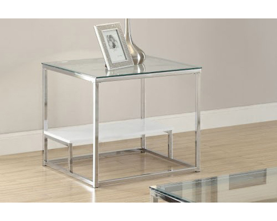 ACME - Ruben End Table in Clear Glass/Chrome