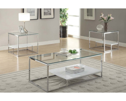 ACME - Ruben End Table in Clear Glass/Chrome