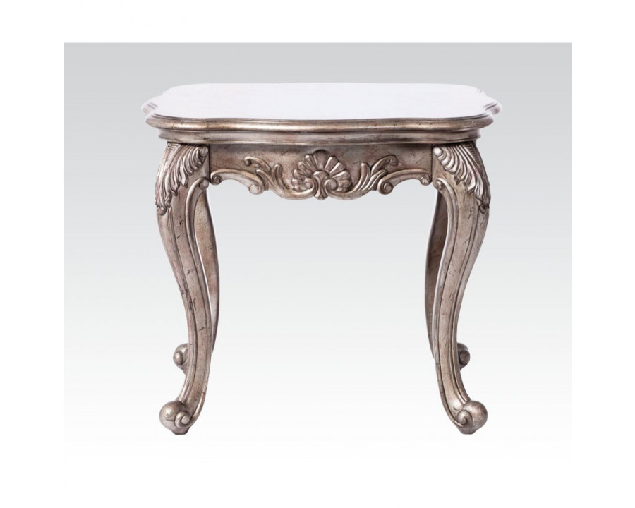 ACME - Chantelle End Table in Antique Platinum