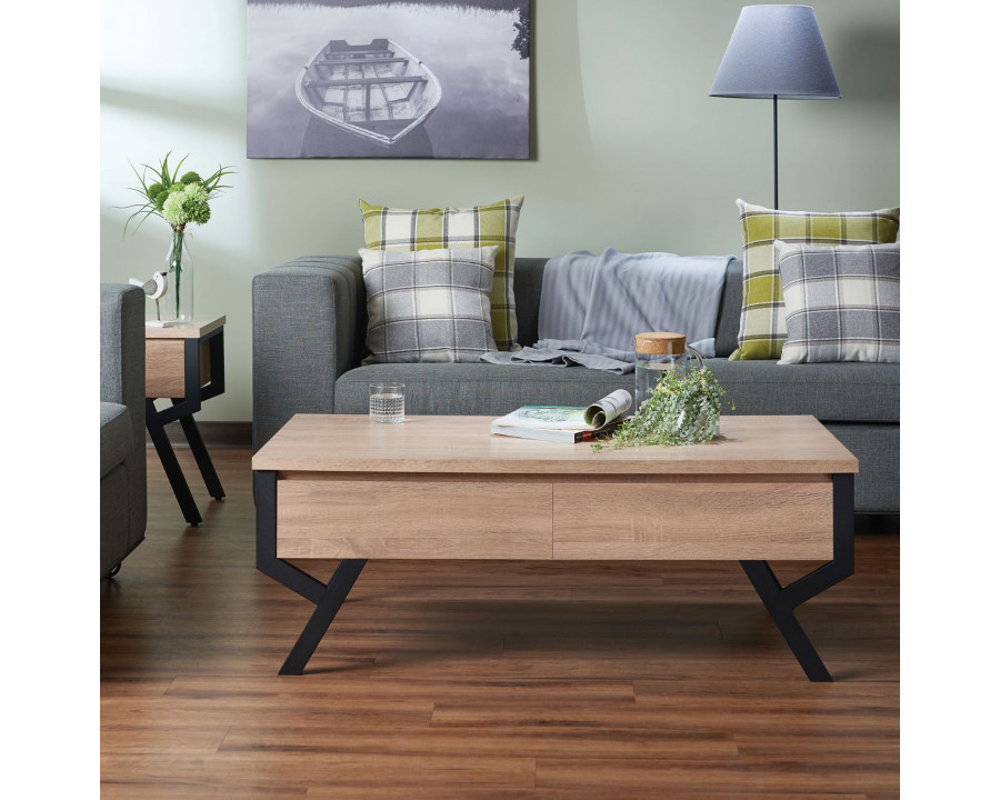 ACME - Kalina Coffee Table in Rustic Natural/Black