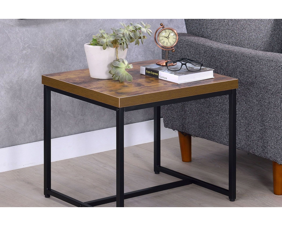 ACME - Bob End Table in Weathered Oak/Black