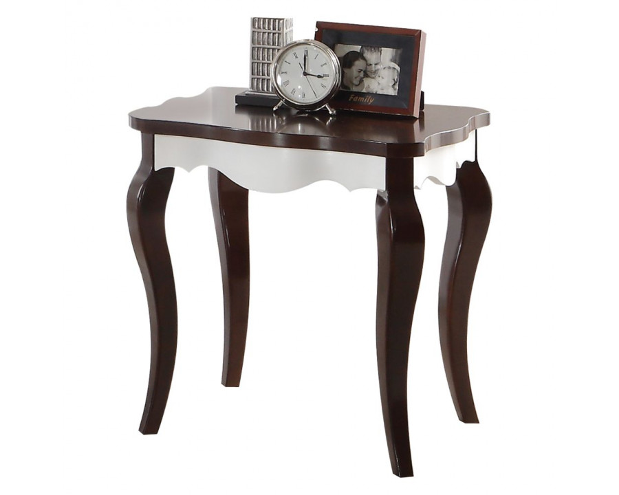 ACME - Mathias End Table in White/Walnut