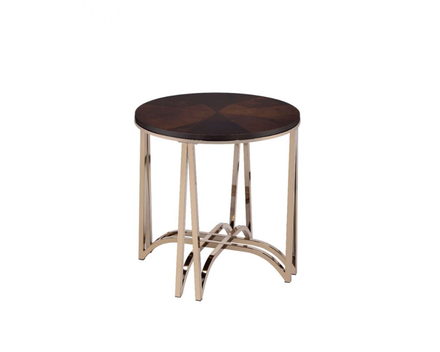 ACME - Novus End Table in Walnut/Champagne