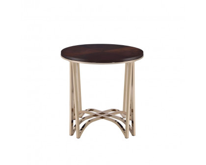 ACME - Novus End Table in Walnut/Champagne