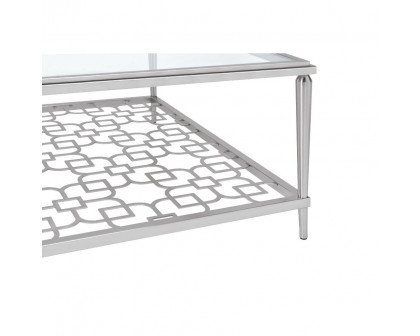 ACME - Naiya Coffee Table in Nickel/Clear Glass