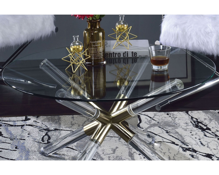 ACME - Kalani Coffee Table in Clear/Gold