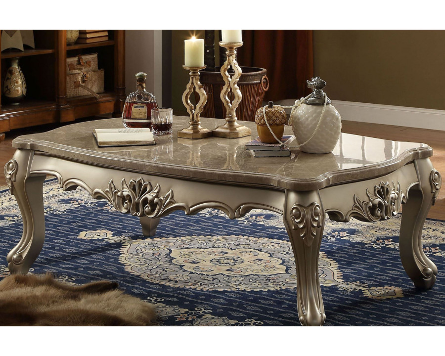 ACME - Ranita Coffee Table in Marble Top/Champagne