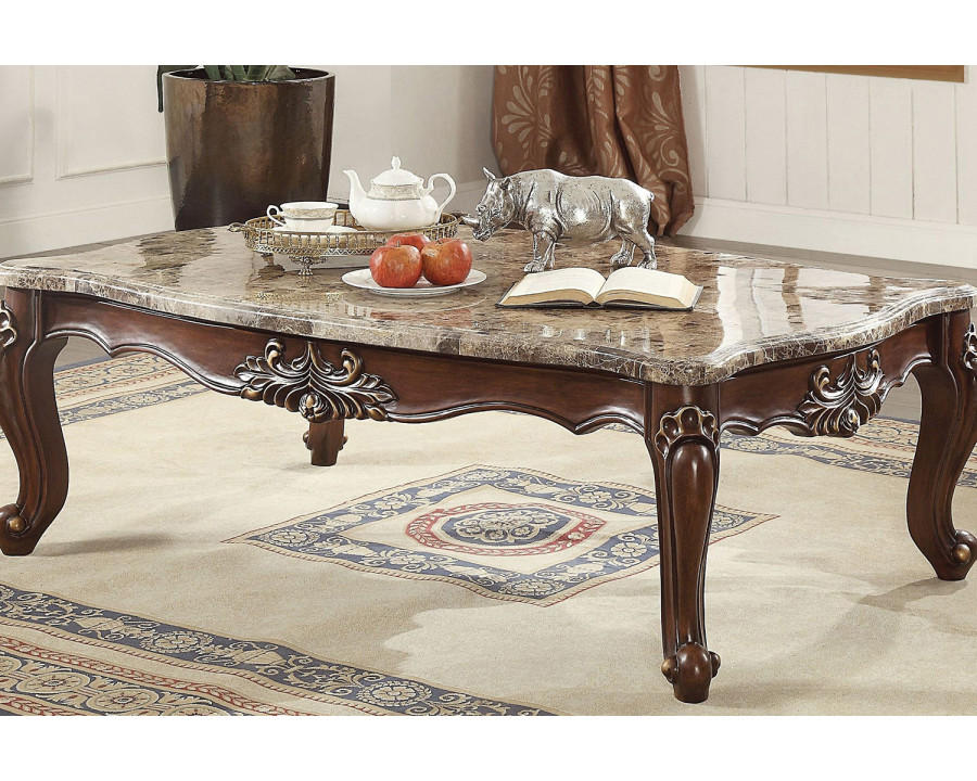 ACME - Shalisa Coffee Table in Marble Top/Walnut