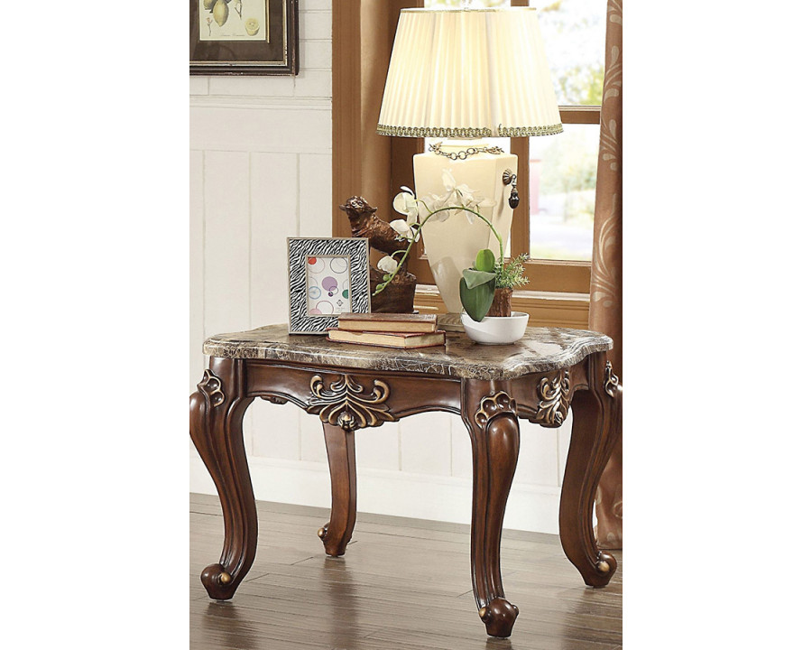 ACME - Shalisa End Table in Marble Top/Walnut