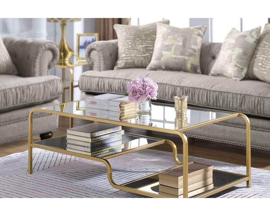 ACME - Astrid Coffee Table in Mirrored/Gold