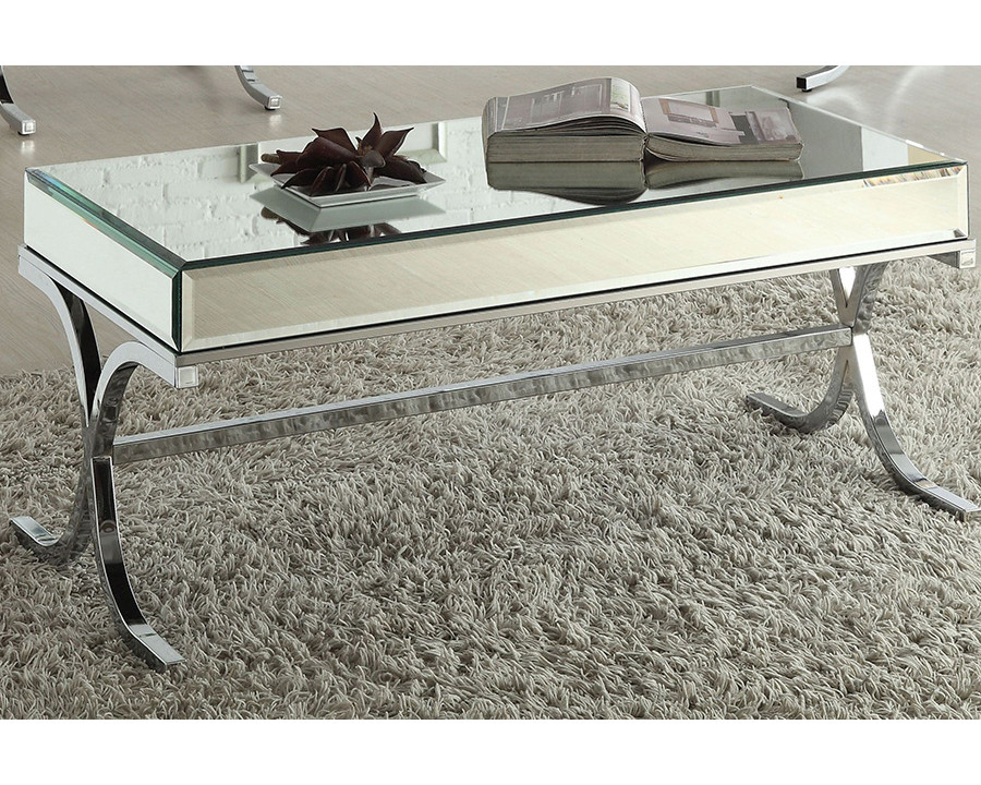 ACME - Yuri Coffee Table in Mirrored/Chrome