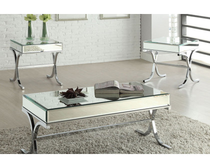 ACME - Yuri End Table in Mirrored/Chrome