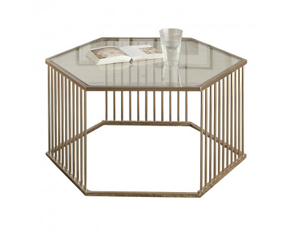 ACME - Oaklie Coffee Table in Clear Glass/Champagne