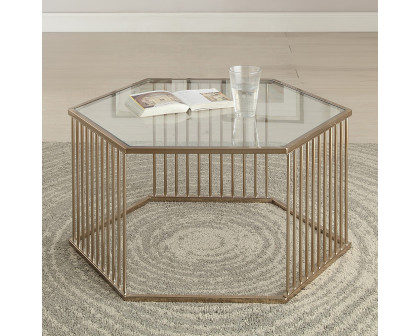 ACME - Oaklie Coffee Table in Clear Glass/Champagne