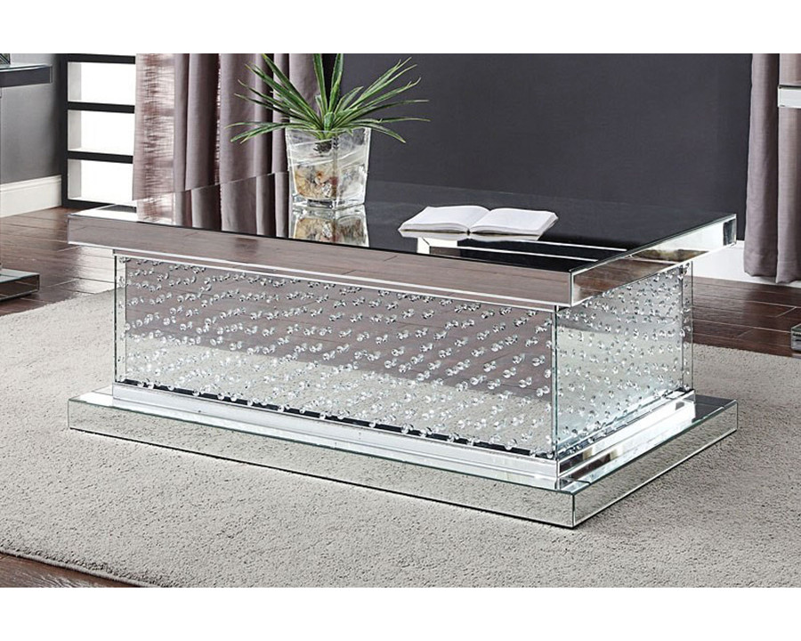 ACME - Nysa Coffee Table in Mirrored/Faux Crystals (81410)