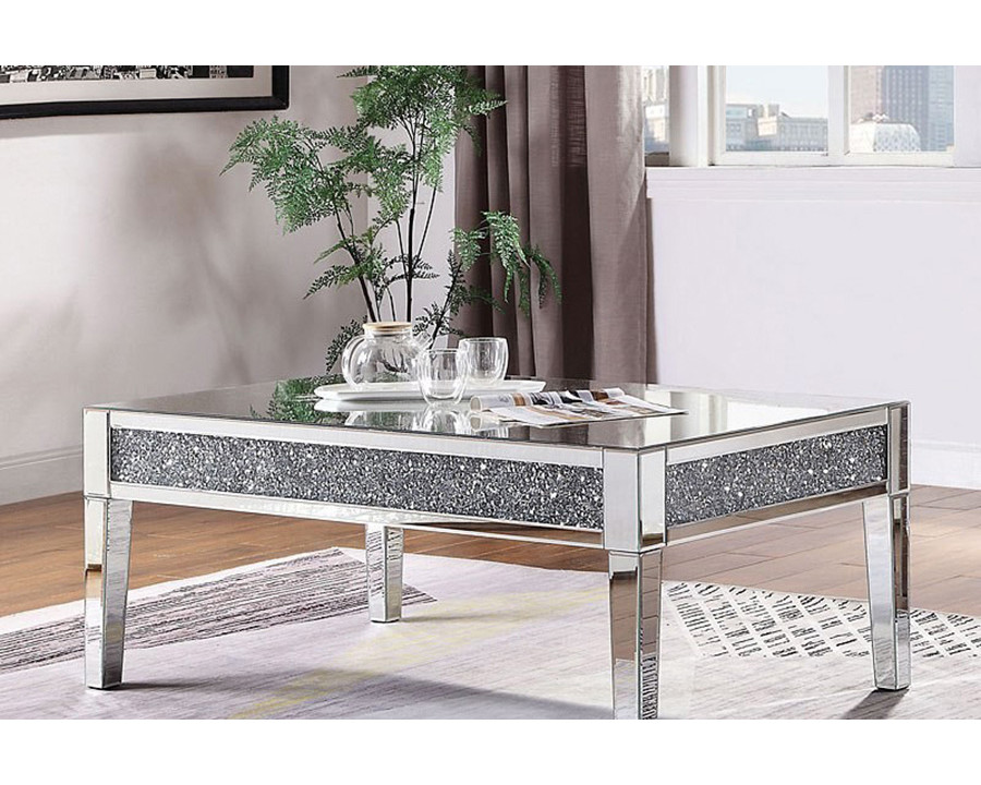 ACME - Noralie Coffee Table in Mirrored/Faux Diamonds (81415)