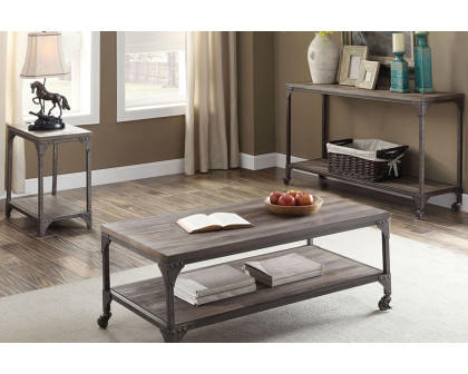 ACME - Gorden Coffee Table in Weathered Oak/Antique Nickel