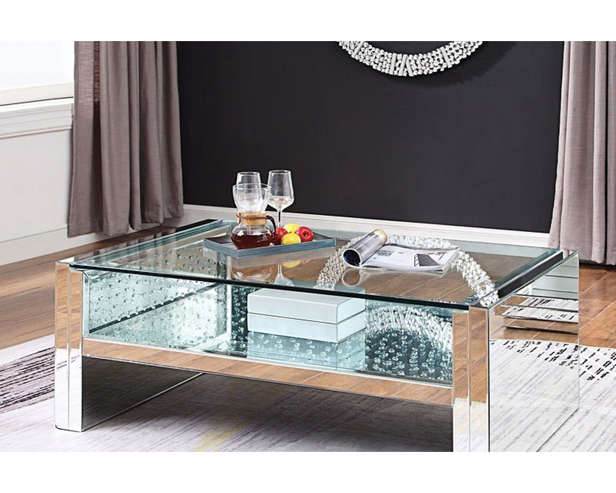 ACME - Nysa Coffee Table in Mirrored/Faux Crystals (81470)