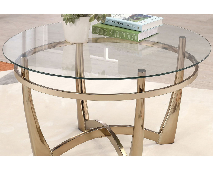 ACME - Orlando II Coffee Table in Clear Glass/Champagne