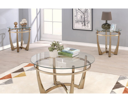 ACME - Orlando II Coffee Table in Clear Glass/Champagne