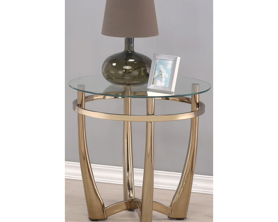 ACME - Orlando II End Table in Clear Glass/Champagne