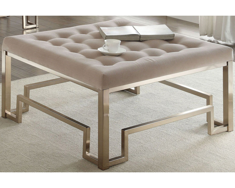 ACME - Damien Cocktail Ottoman in Beige/Champagne