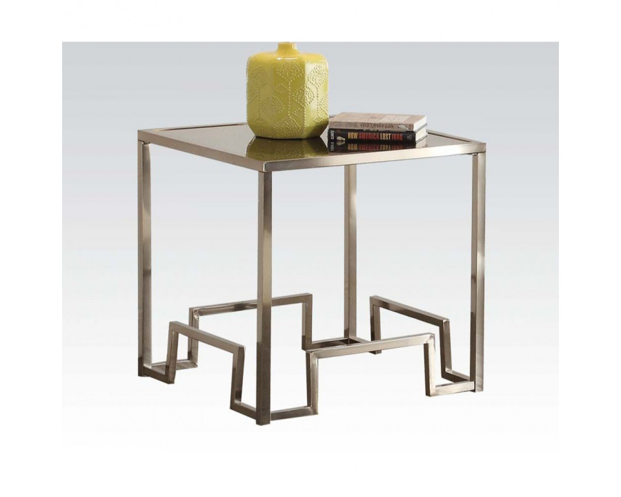 ACME - Damien End Table in Clear Glass/Champagne