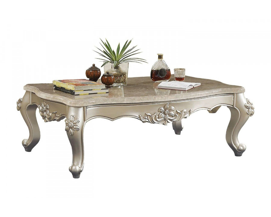 ACME - Bently Coffee Table in Marble Top/Champagne