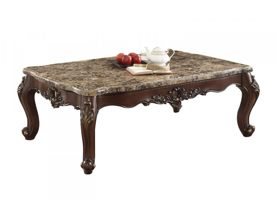 ACME - Devayne Coffee Table in Marble Top/Dark Walnut