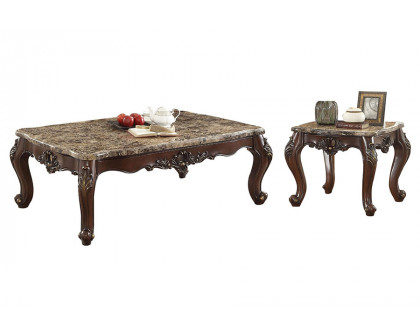 ACME - Devayne Coffee Table in Marble Top/Dark Walnut